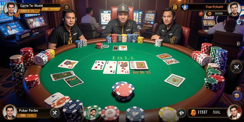 Screenshot utama 33L menampilkan aksi seru permainan poker.