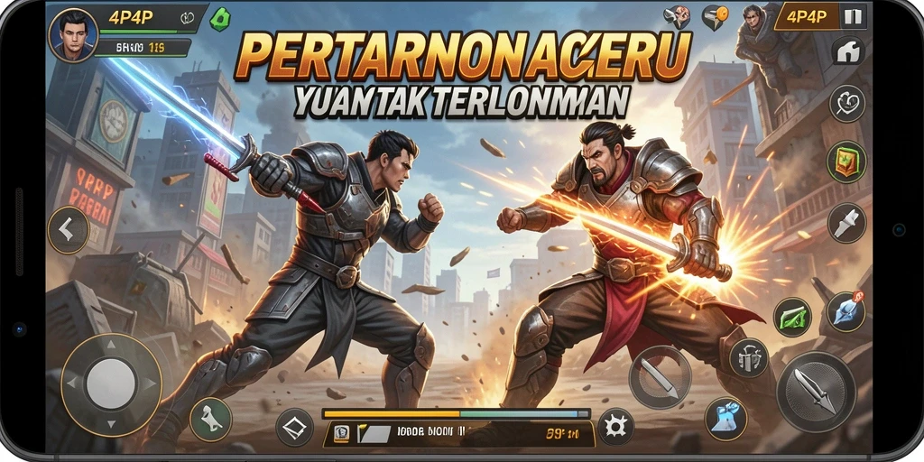 Tampilan gameplay aksi seru dalam 4P4P yang memukau.