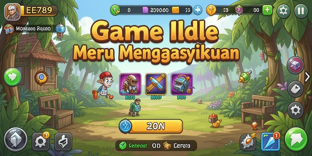 Gambaran gameplay EE789 dengan karakter yang sedang bekerja dan mengumpulkan sumber daya.