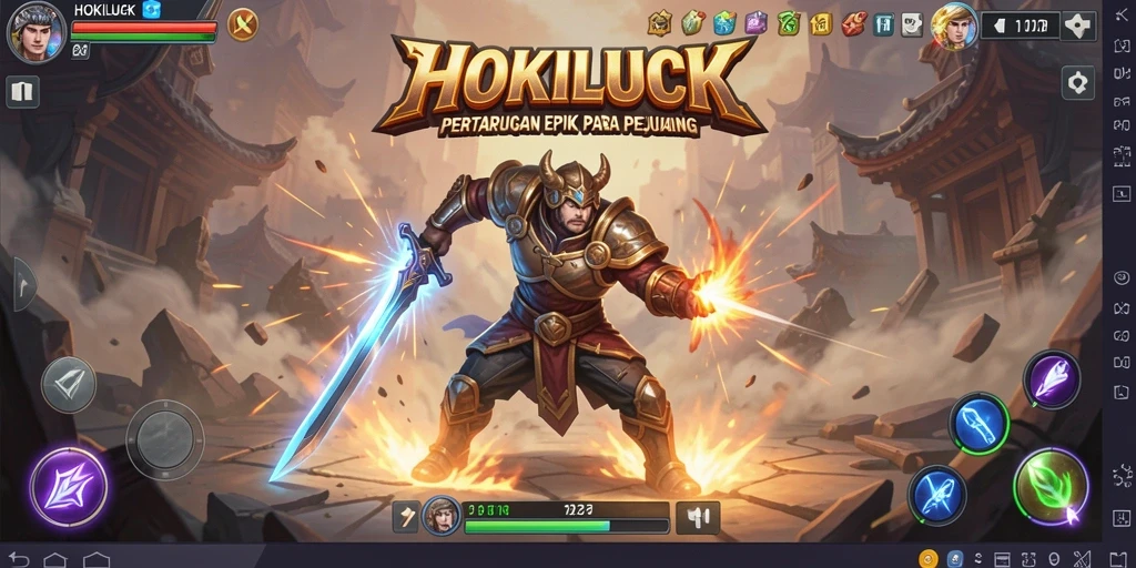 Screenshot gameplay HOKILUCK yang menunjukkan aksi pertarungan yang intens.