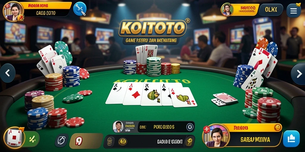 Tangkapan layar gameplay seru di KOITOTO yang menunjukkan aksi poker.