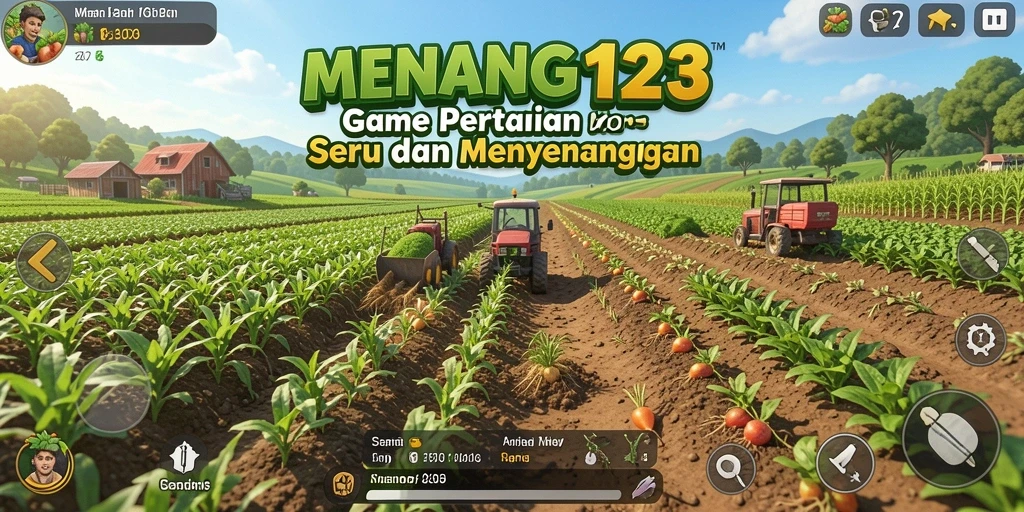 Tampilan gameplay seru dari MENANG123 saat berkebun.