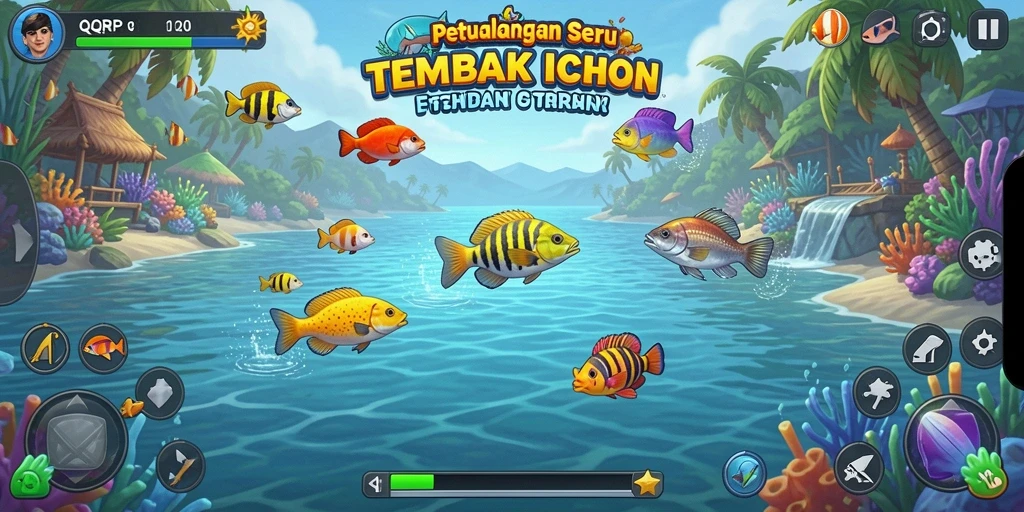 Tampilan gameplay seru dengan penangkapan ikan yang menegangkan.