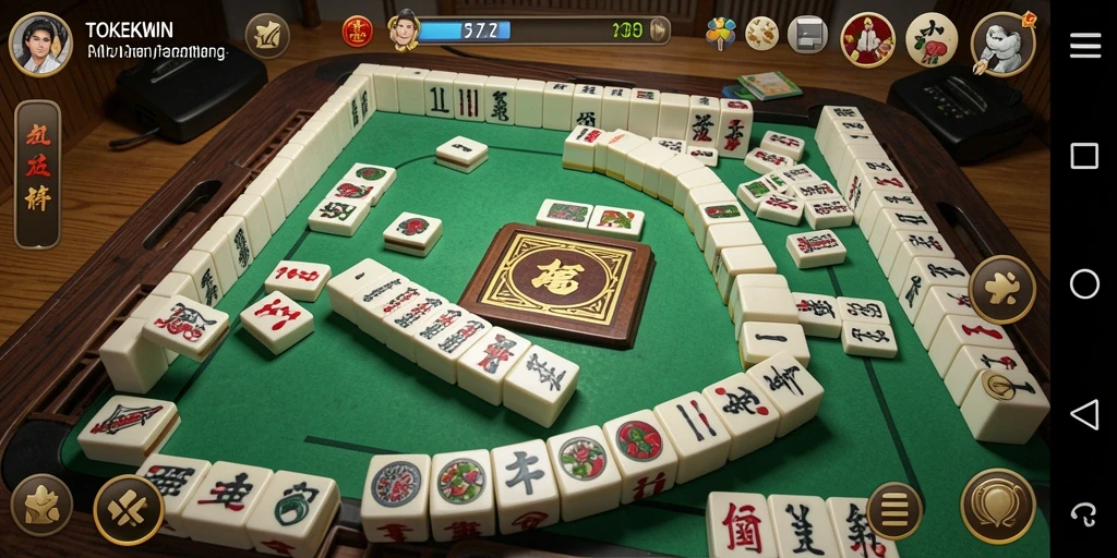 Screenshot utama TOKEKWIN menampilkan gameplay Mahjong yang menantang dan menarik.